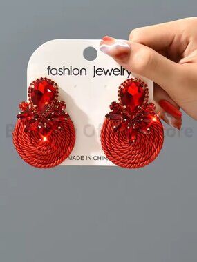 Vintage Handmade Colorful Glass Exaggerated Ear Studs